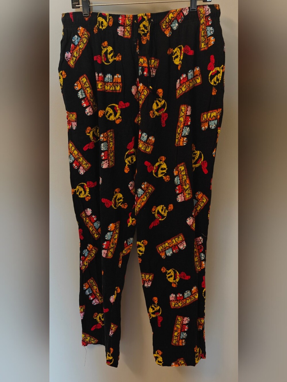 Pac-Man print black men's lounge pajama pants 100% Cotton Size L
